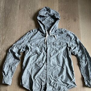 DKNY Gray Hooded Shirt with Cream Drawstrings